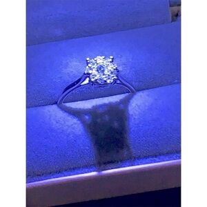 New Solitaire Diamond Cluster Engagement Ring in White Gold